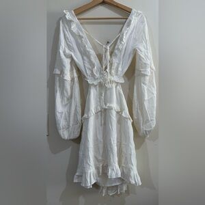 Showpo White Ruffle Tier Mini Dress